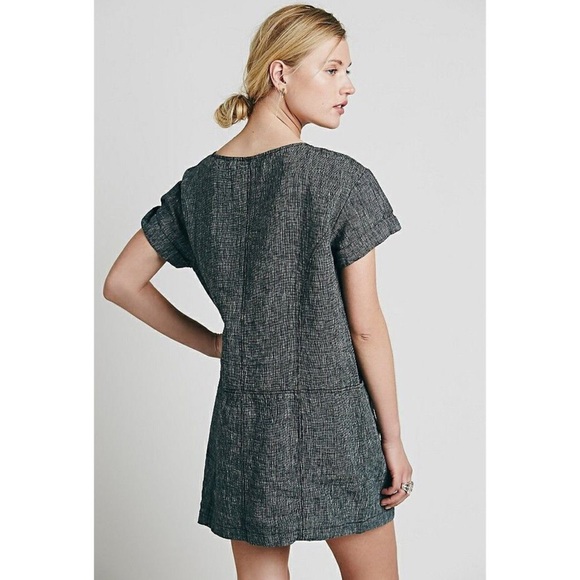 NWT Free People Endless Shore Linen Dress Crew Neck Cuffed Sleeve Sheath Small - Picture 3 of 8
